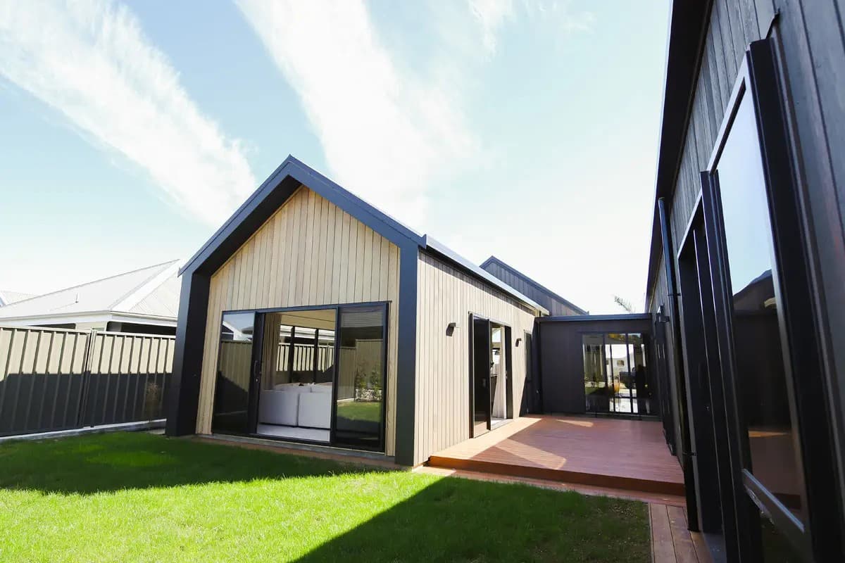 outdoor deck and cedar cladding 
